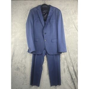 Hugo Boss Suit Mens 44R Blue 2 Button Reda Super 110s Wool Pants 34x31 Flaw